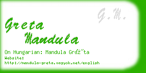 greta mandula business card